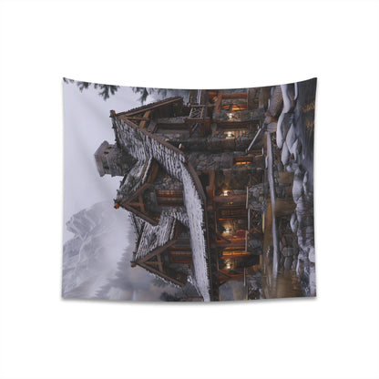 "Mountain Retreat Rustic Cabin Tapestry: Cozy & Stylish Décor for Home | Perfect Gift"