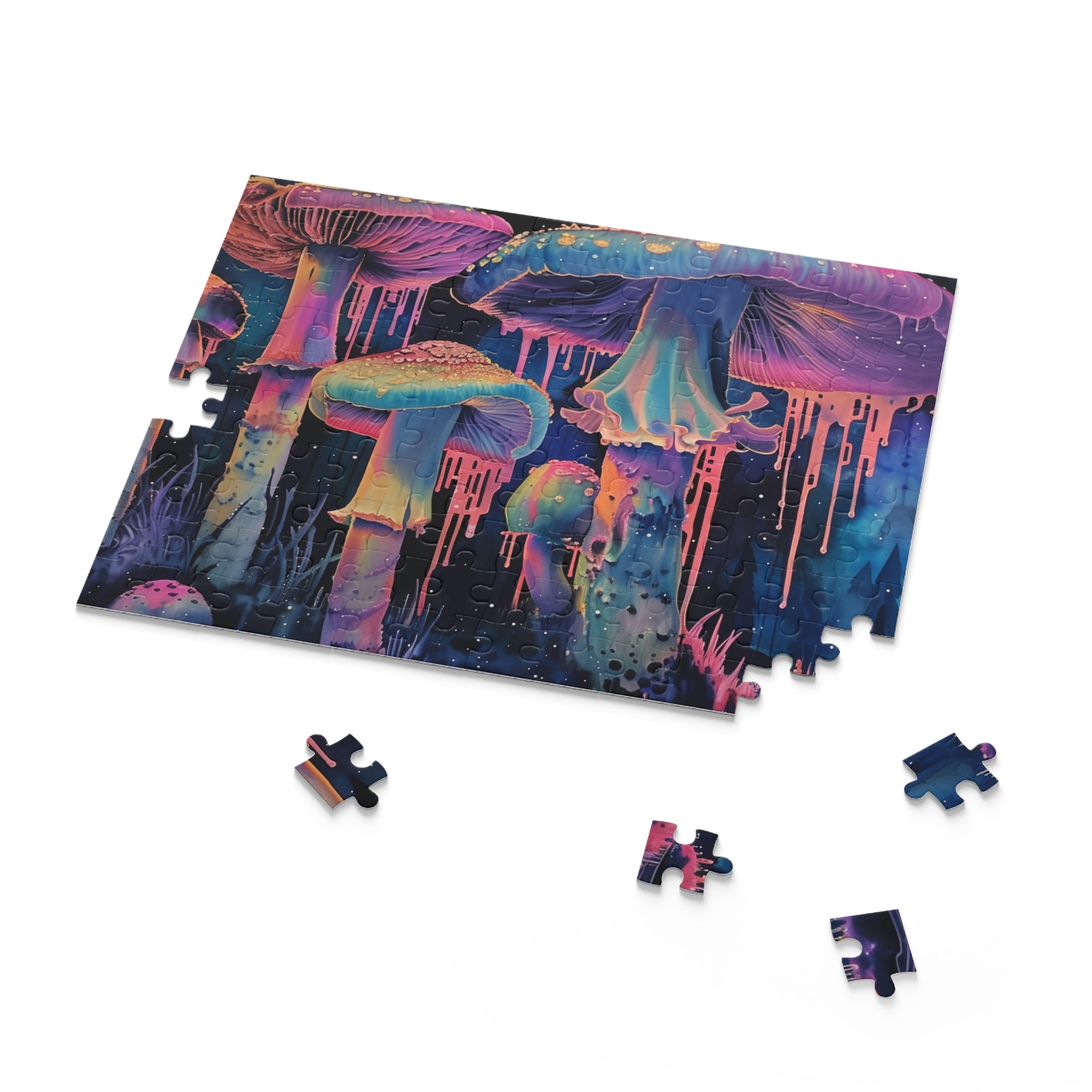 "Trippy Fungi Jigsaw Puzzle with vibrant and surreal psychedelic mushroom designs"