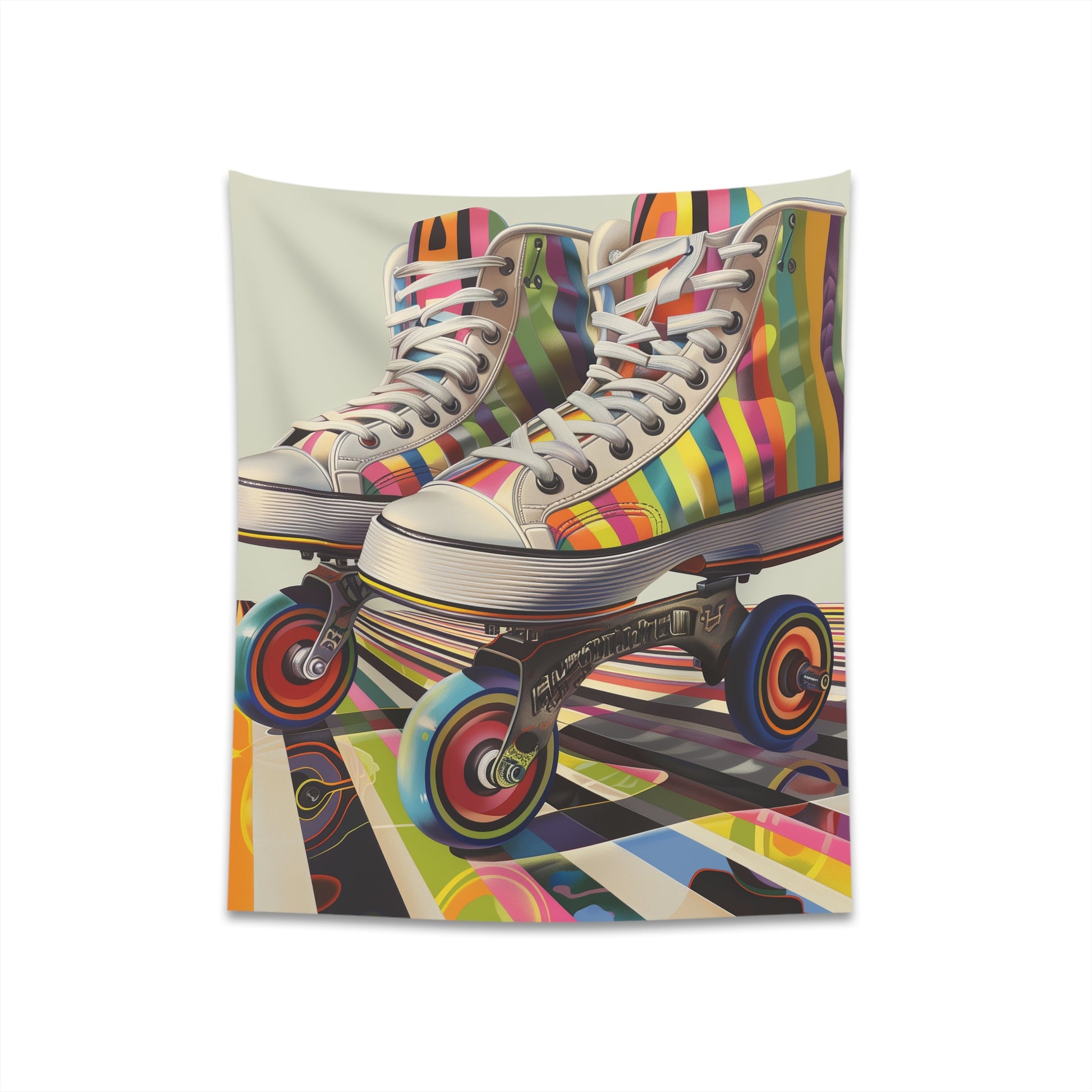 "Retro Roll Roller Skate Tapestry: Vibrant design for vintage lovers, perfect gift item"