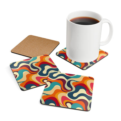 Retro Waves Corkwood Coaster Set