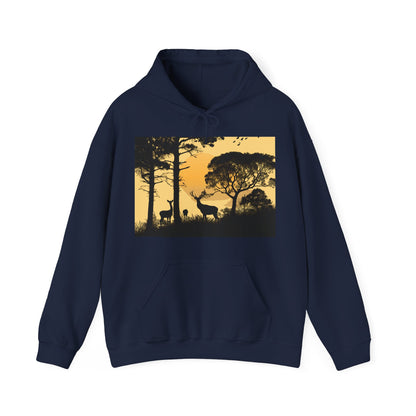 Whispering Pines: Embrace the Tranquility of the Forest in This Delicate Deer Silhouette Hoodie