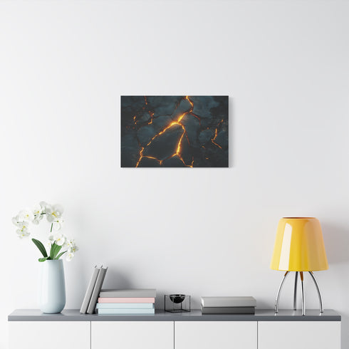 Cracked Earth with Glowing Veins — Canvas Wall Art — Kiln-Dried Pine Frame & Ready-to-Hang Back View