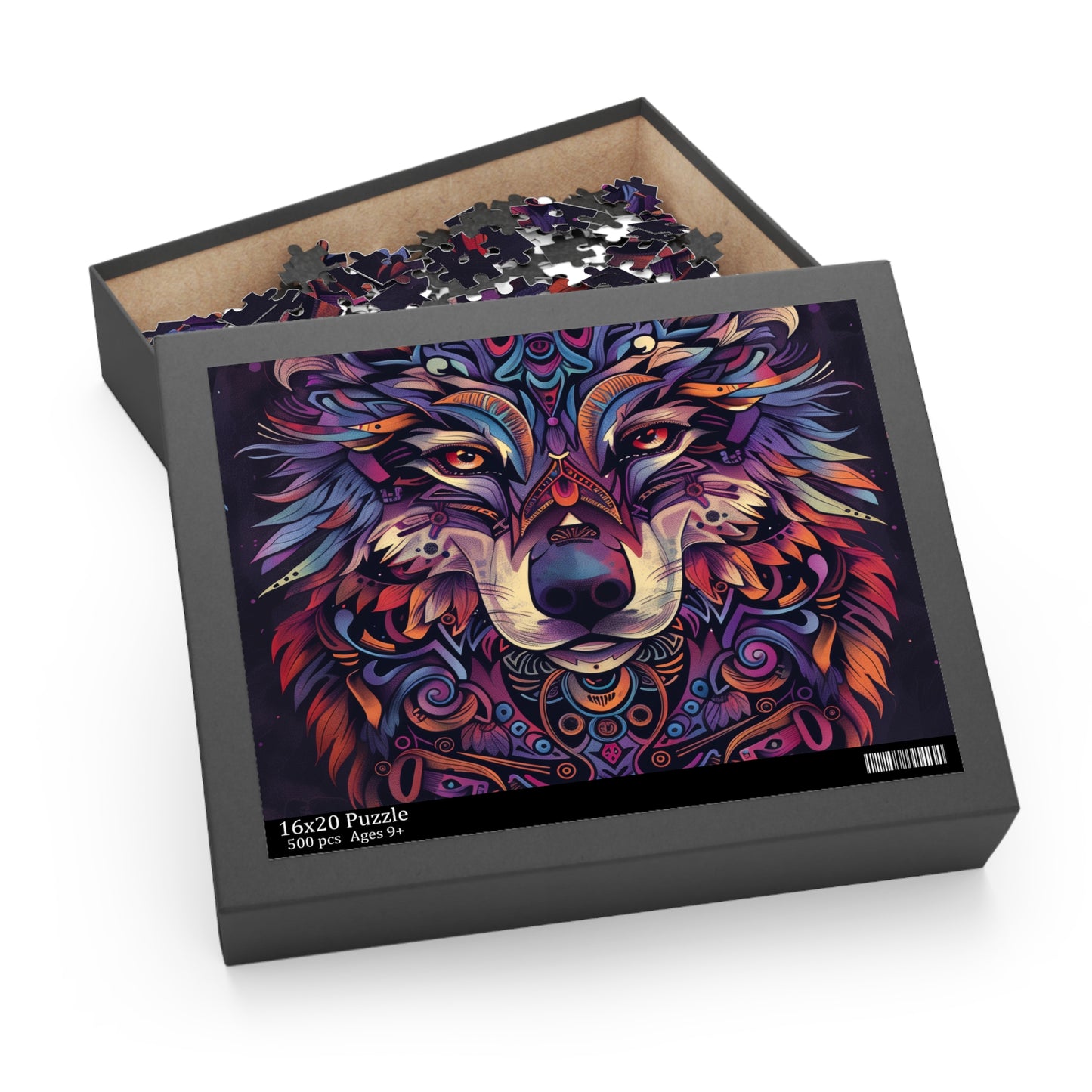 Wild Totem Animal Jigsaw Puzzle with intricate tribal designs, perfect for animal lovers & puzzle enthusiasts.