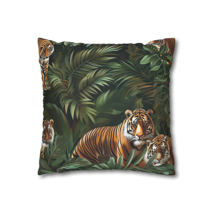 "Explore the wild with Tiger Jungle Safari Pillowcase - jungle pattern with tigers for adventurous home decor"