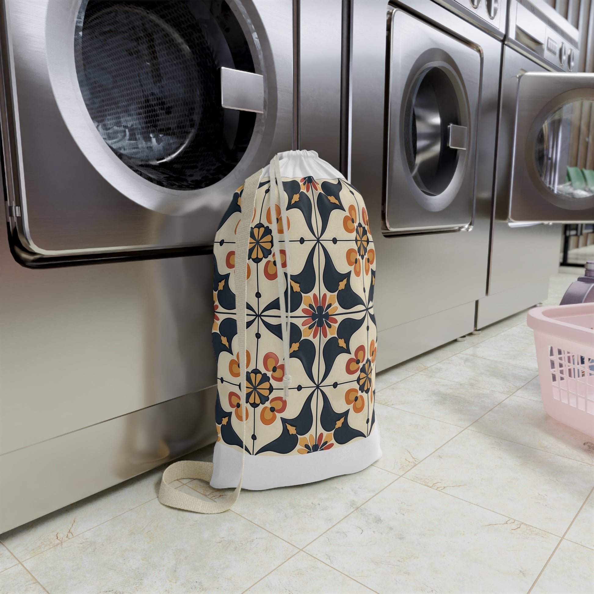 "Stylish Tile Pattern Laundry Bag for Elegant Laundry Routine | Artisan Tiles Design"