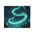 Aurora in Shape of Serpent Above Forest — Plush Fleece Throw Blanket — Draped Over Sofa & Bed Lifestyle View