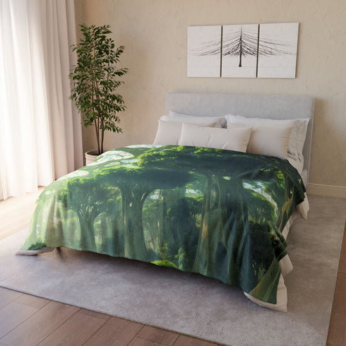 Sky Garden with Fractal Trees Plush Fleece Throw Blanket