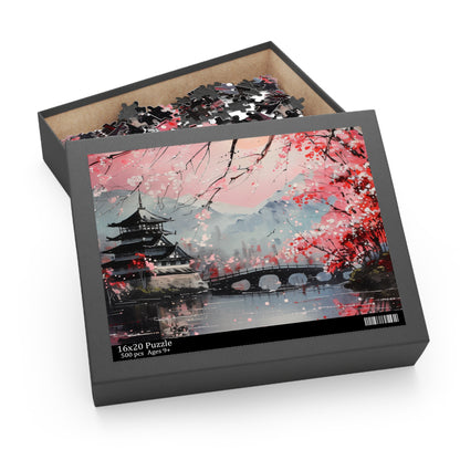 Serene Cherry Blossom Jigsaw Puzzle - Capture the beauty of Japanese spring in full bloom