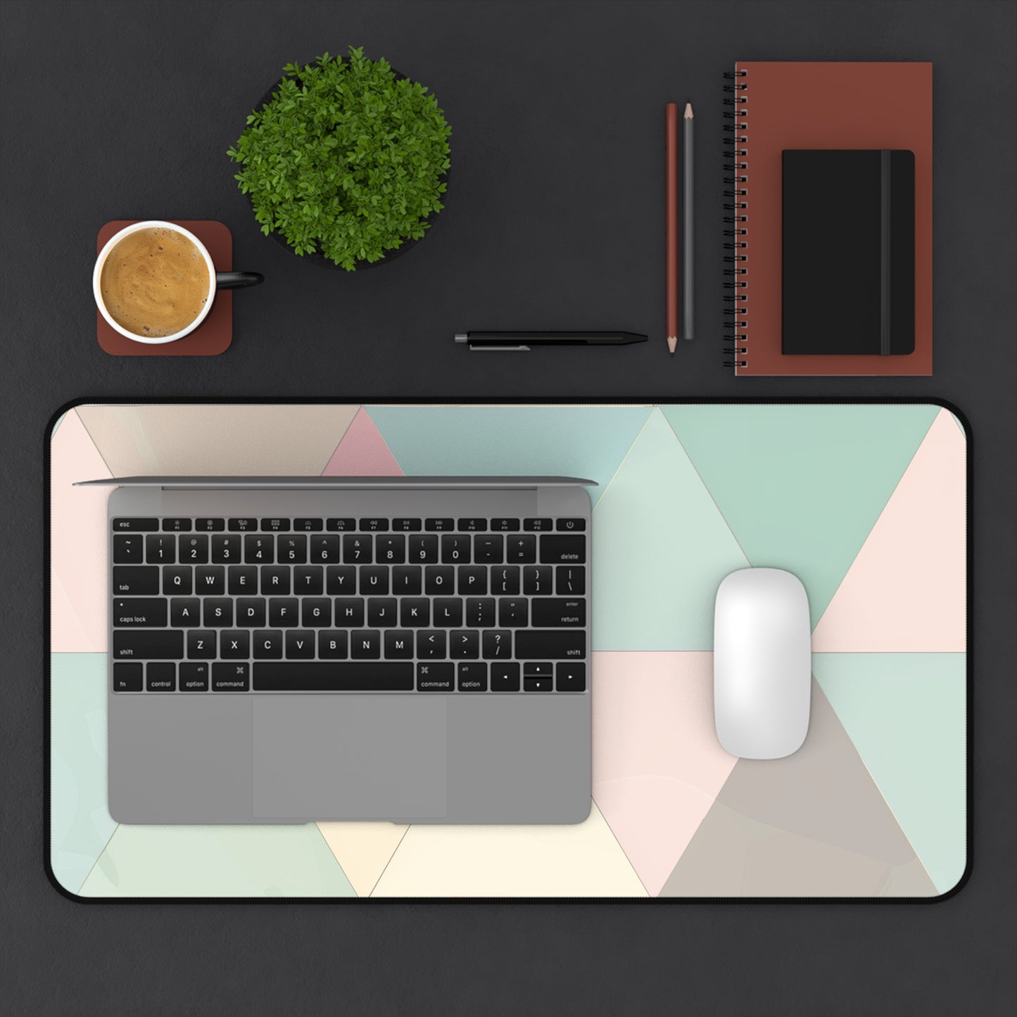 "Stylish Chic Pastel Geometric Desk Mat for Workspace Upgrade"