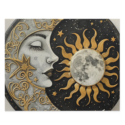 "Relaxing Mandala Sun Moon Puzzle for a Tranquil Escape"