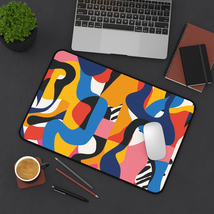 "Abstract Bold Bright Desk Mat - Modern seamless pattern for stylish workspace protection"