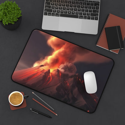 "Vibrant volcano desk mat cover inspires creativity and elevates workspace aesthetic"