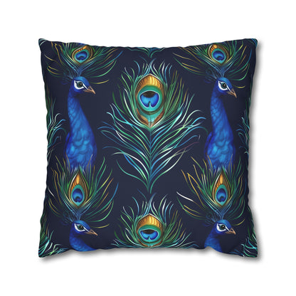 "Transform your bedroom with a stylish Peacock Feathers pillowcase in vibrant blue - soft and unique decor accent"