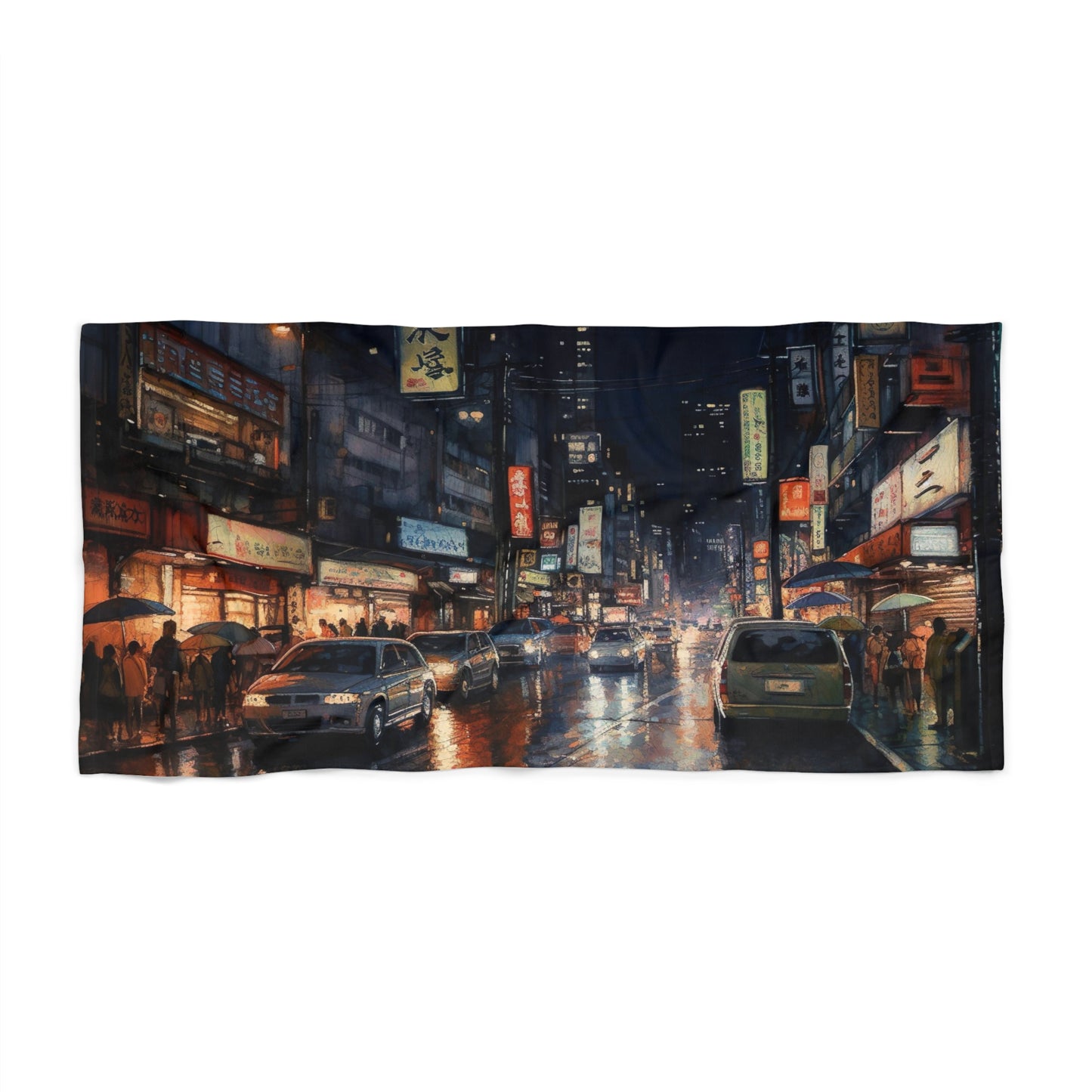 Tokyo Night Sky Beach Towel