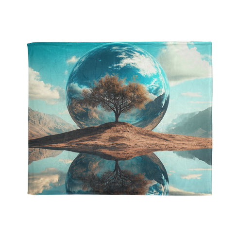 Mirror Planet Reflecting Earths Dreams Plush Fleece Throw Blanket