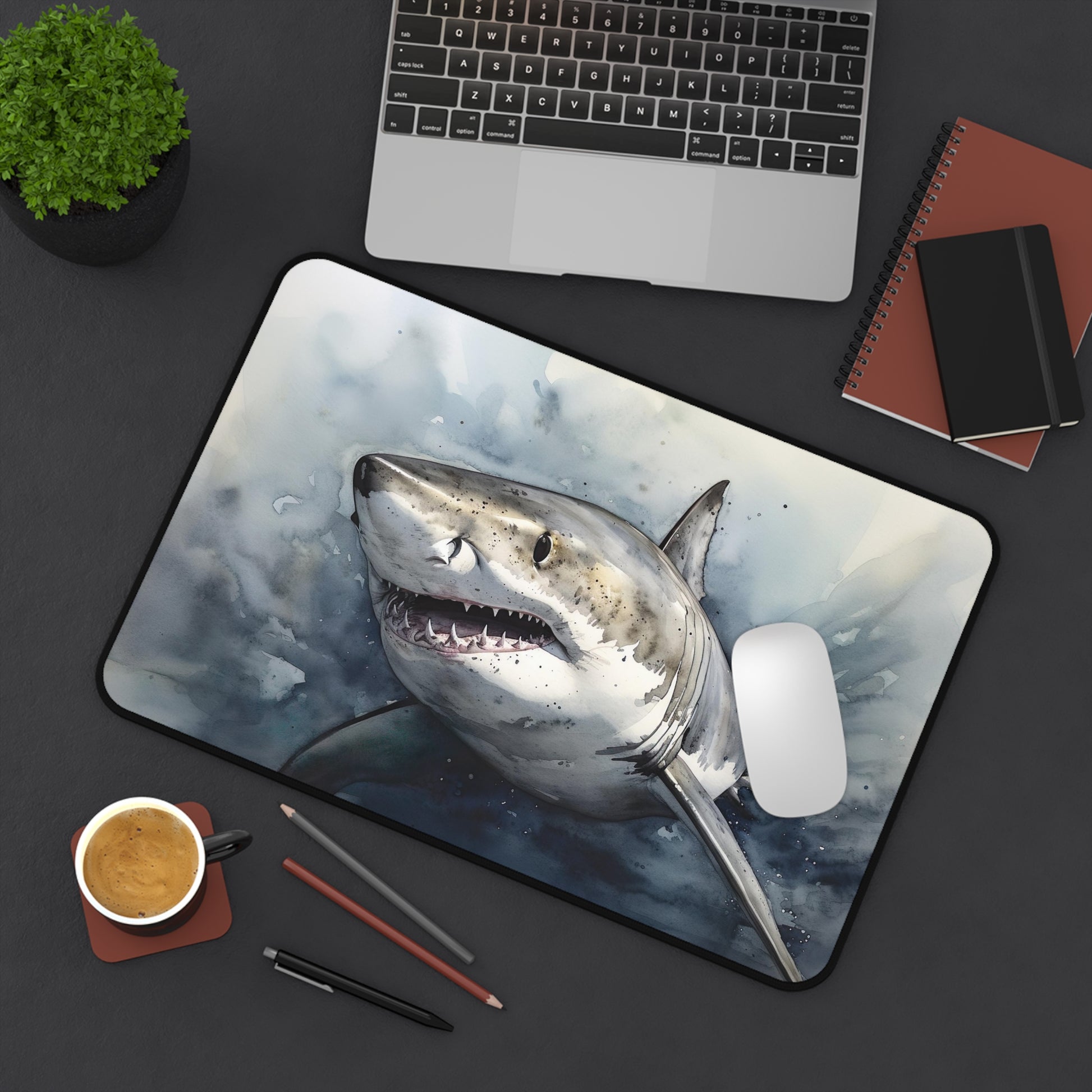 Great White Shark Desk Mat - Durable marine-themed desk protection for stylish workspaces