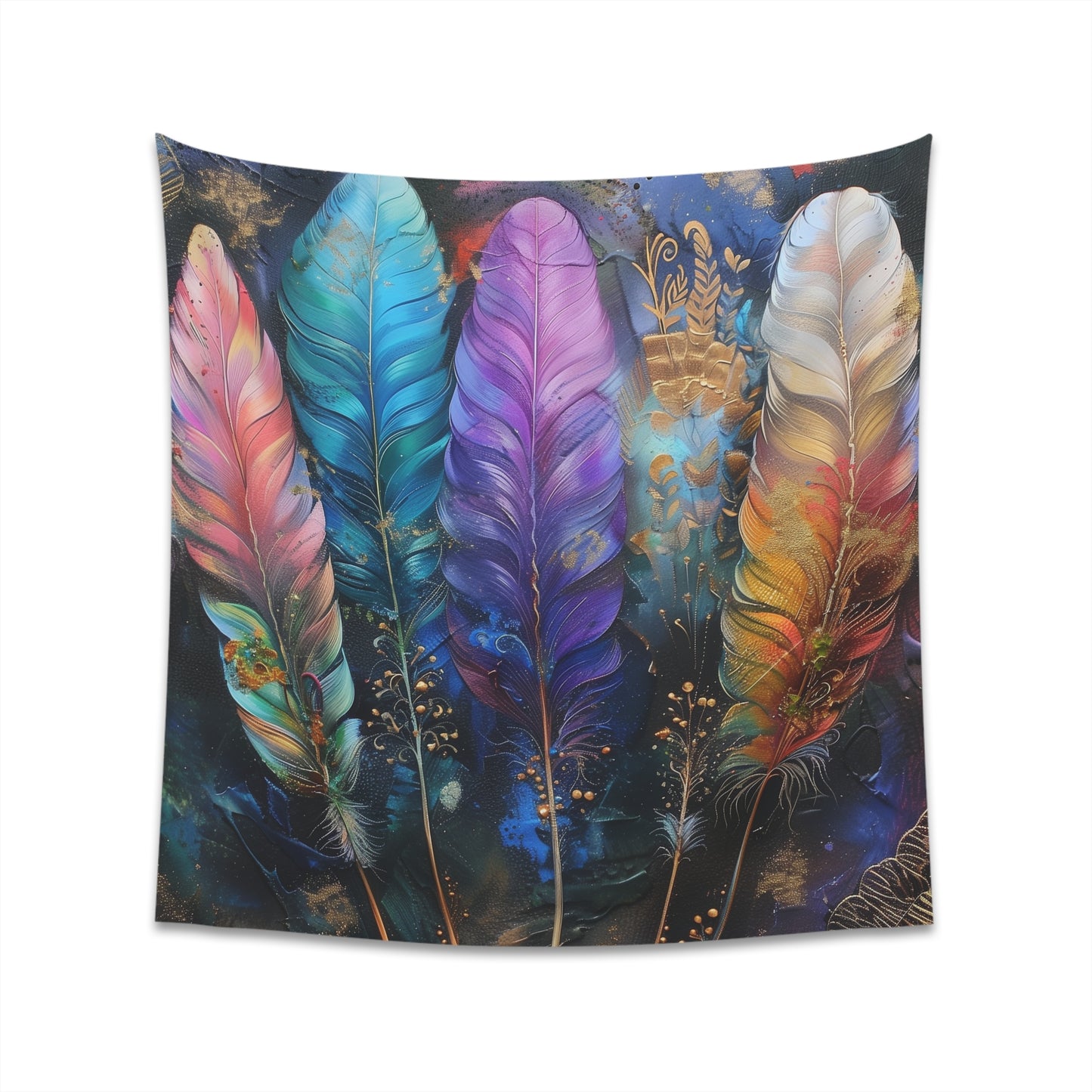 "Feather Soul Bohemian Tapestry: Earthy Feathers Wall Hanging 34" x 40" - High Quality & Stylish Home Decor"