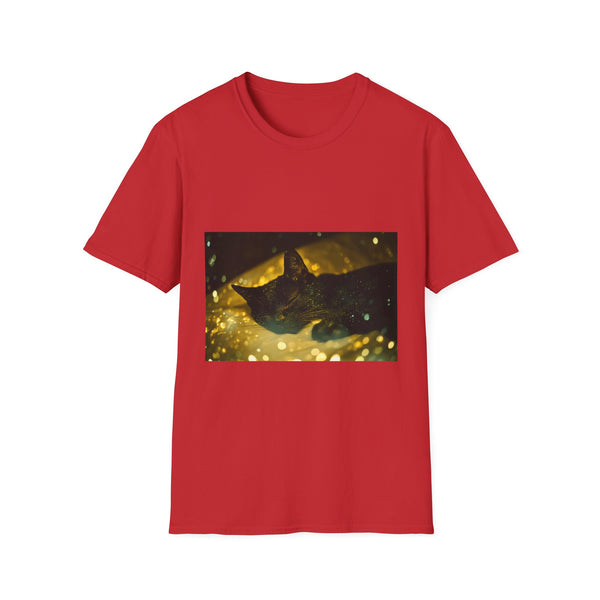 Cosmic Galaxy Black Cat Celestial Graphic Unisex Softstyle T-Shirt