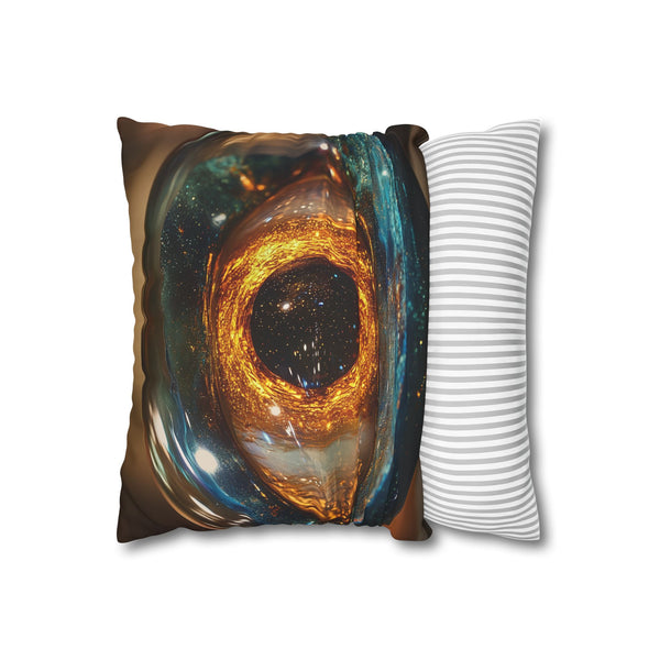 Glass Eye Watching Galactic Core — 40×40 Cushion Cover — Sofa & Living Room Lifestyle View