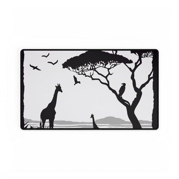Woodland Deer & Pine Forest Silhouette — XL & XXL Desk Mat — Gaming & Workspace Desk Setup View