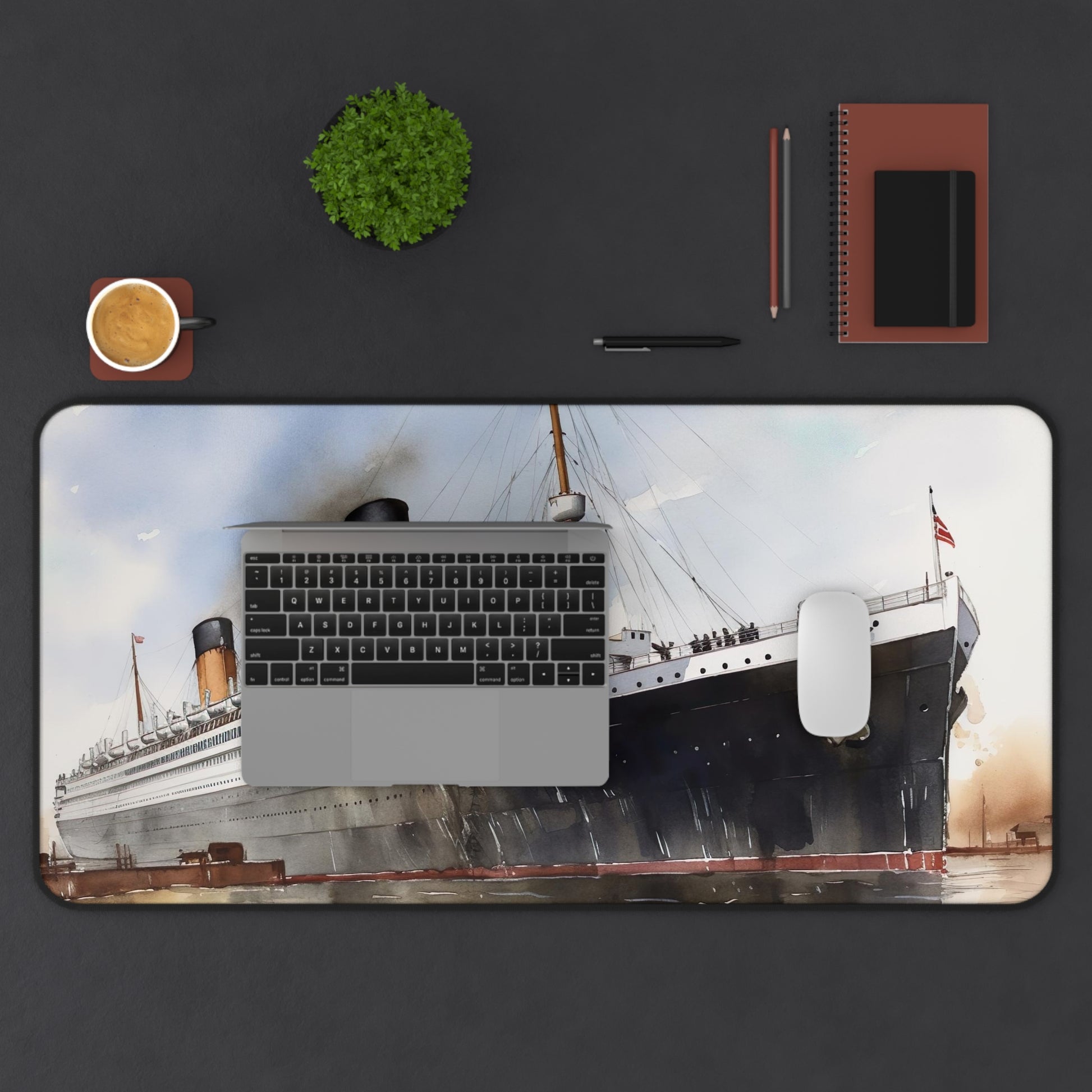 "Titanic Ship Desk Mat - Iconic ship design for a touch of history in your workspace"