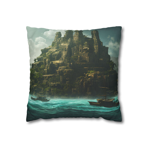 Atlantis Lost Continent — 40×40 Cushion Cover — Front 40×40 cm Square Cushion View