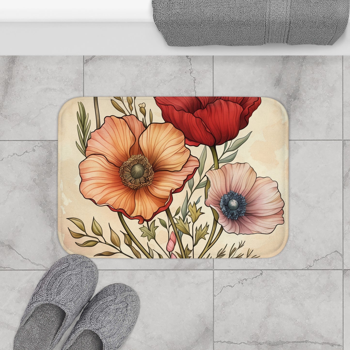 Floral Artistry Bath Mat | Bath Mats | Bath, Bathroom, Home & Living, Indoor, Sublimation | Prints with Passion