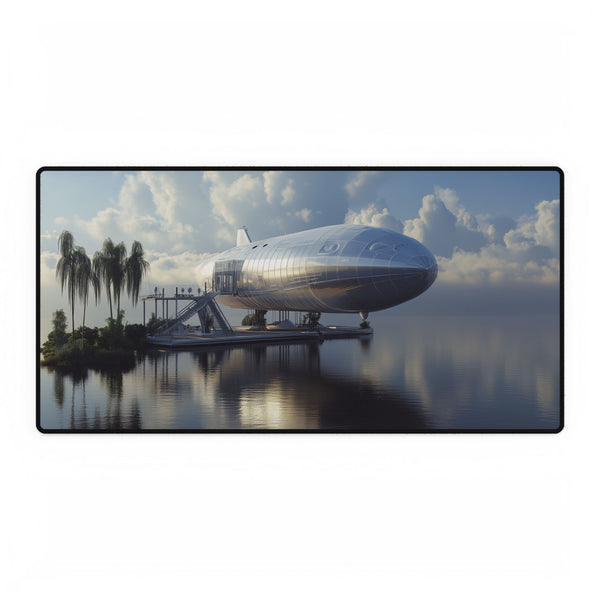 Airship Docked at a Sky Island — XL & XXL Desk Mat — Full Top-Down Artwork View
