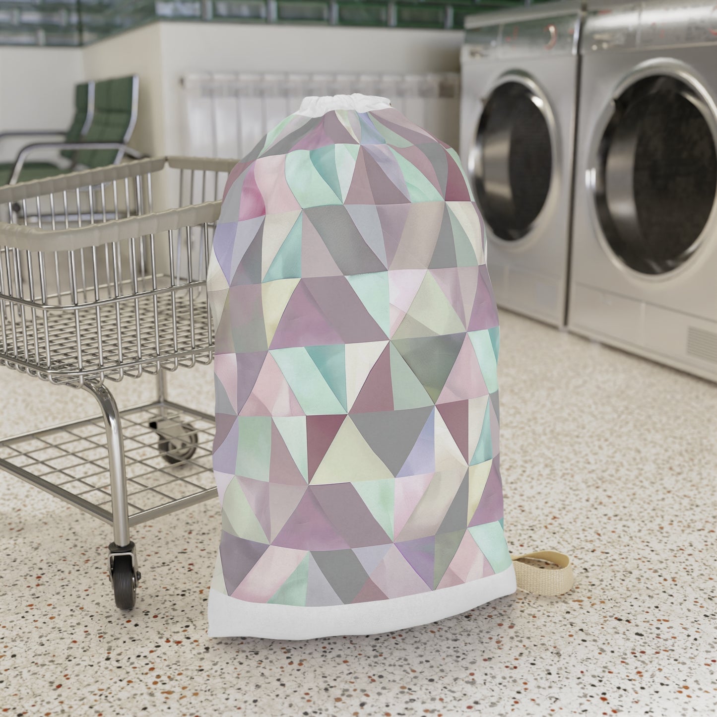 "Chic Pastel Geometrics Laundry Bag for Stylish Storage"