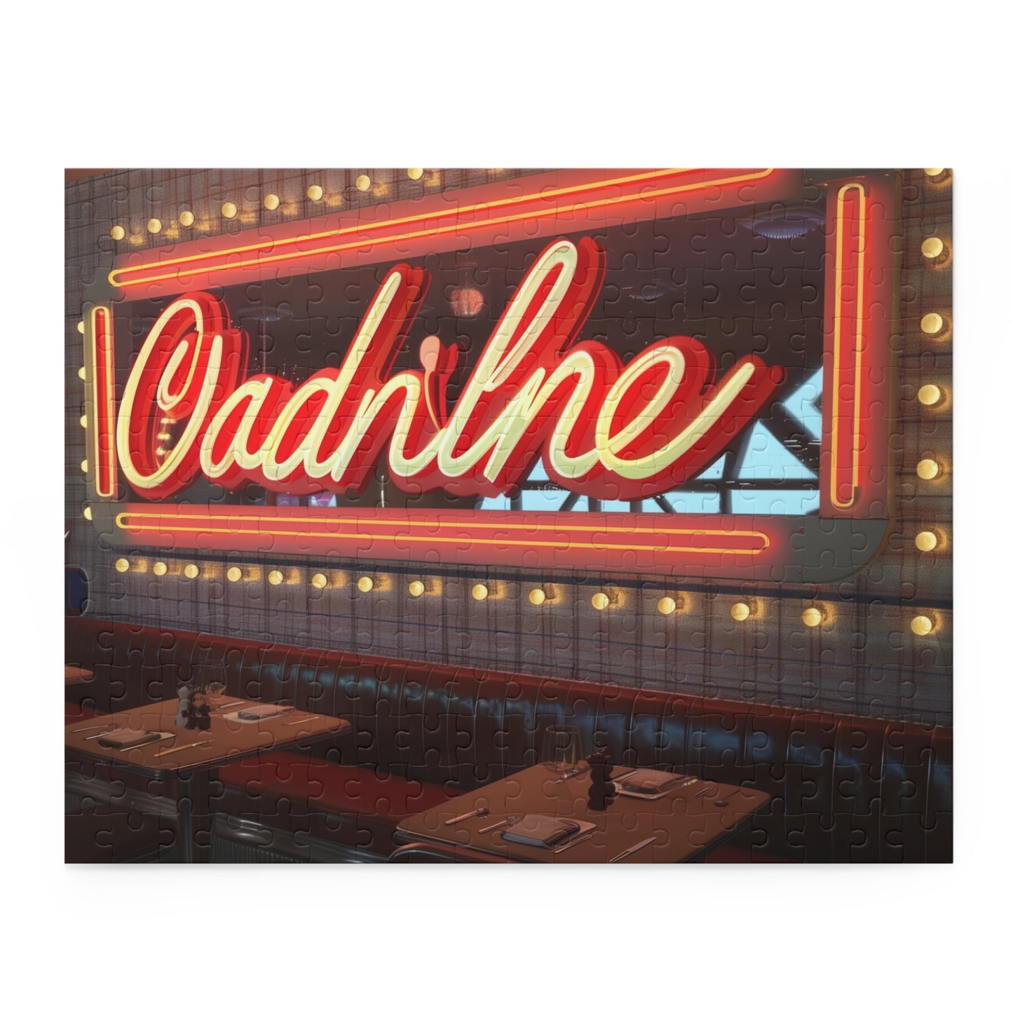 Retro Diner Sign Jigsaw Puzzle - Vibrant colors and intricate details for nostalgic memories