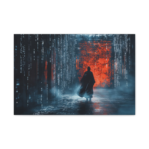 Samurai Walking Through Shattered Code — Canvas Wall Art — Front Gallery-Wrapped Canvas View