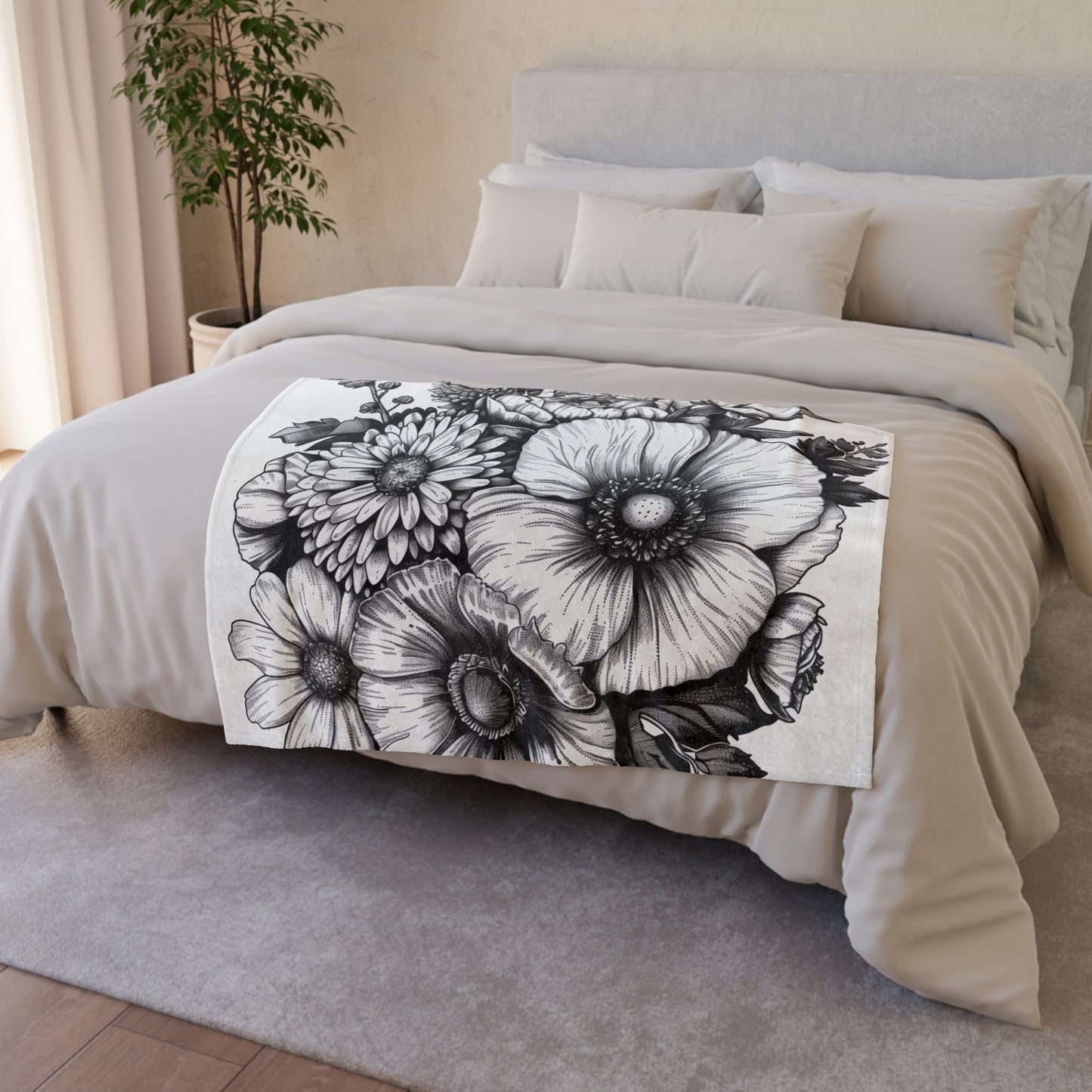 perfect for adding a touch of floral elegance to any room. This blanket is a must-have for those who appreciate the beauty of nature and the artistry of hand-drawn floral designs. The Blooming Meadow Blanket is a perfect addition to any room in need of a touch of floral elegance. Bring the beauty of nature into your home with this stunning blanket. Elevate your space with the beauty of hand-drawn flowers.