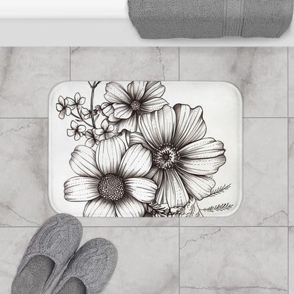 Blooming Sketch Bath Mat | Bath Mats | Bath, Bathroom, Home & Living, Indoor, Sublimation | Prints with Passion