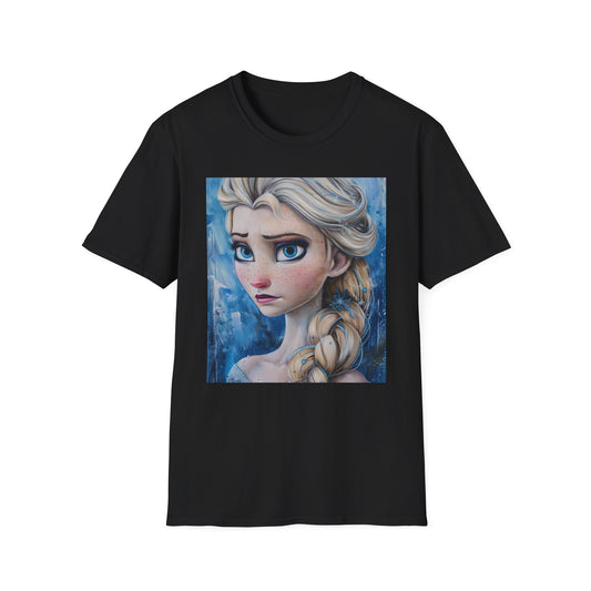 Frozen Tapestry: The Enchanting Majesty of Elsa | T-Shirt | Arendelle, Aurora Borealis, Elsa, Frozen, Ice Palace, Magic, Painting, Queen Elsa, Snow Queen, Winter | Prints with Passion