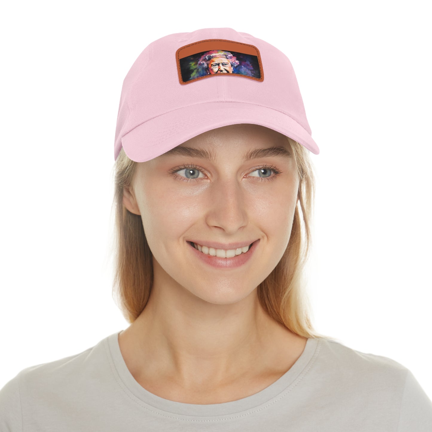 Regal Glow: Queen Elizabeth II Watercolor Neon Cap