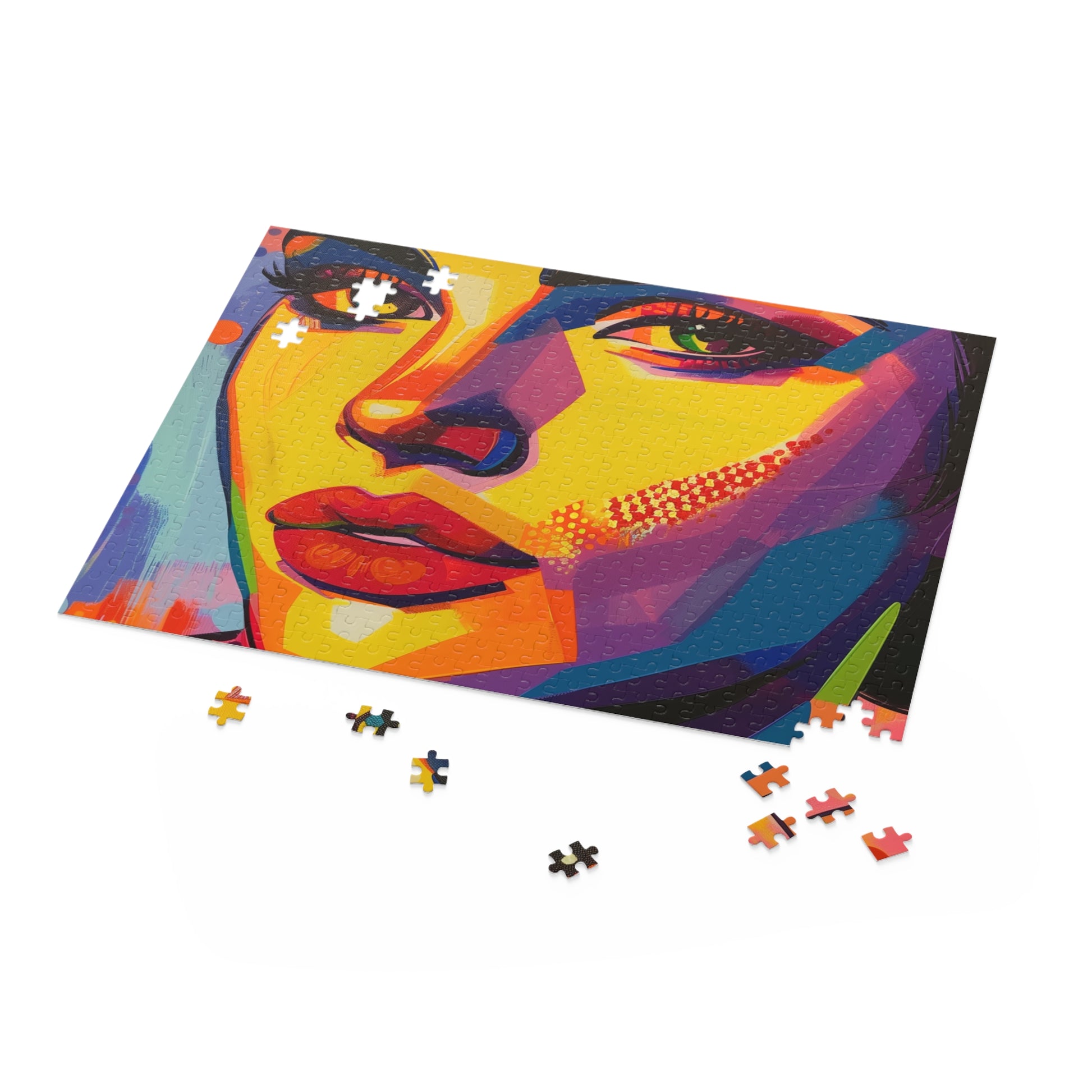 Colorful Pop Art Portrait Jigsaw Puzzle - Vibrant design with bold colors and intricate details, perfect for modern art lovers.