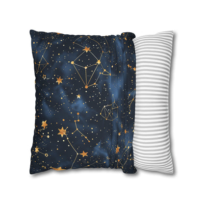 "Transform your bed with the Starry Night Pillowcase featuring a seamless pattern of celestial constellations for a dreamy sleep experience."