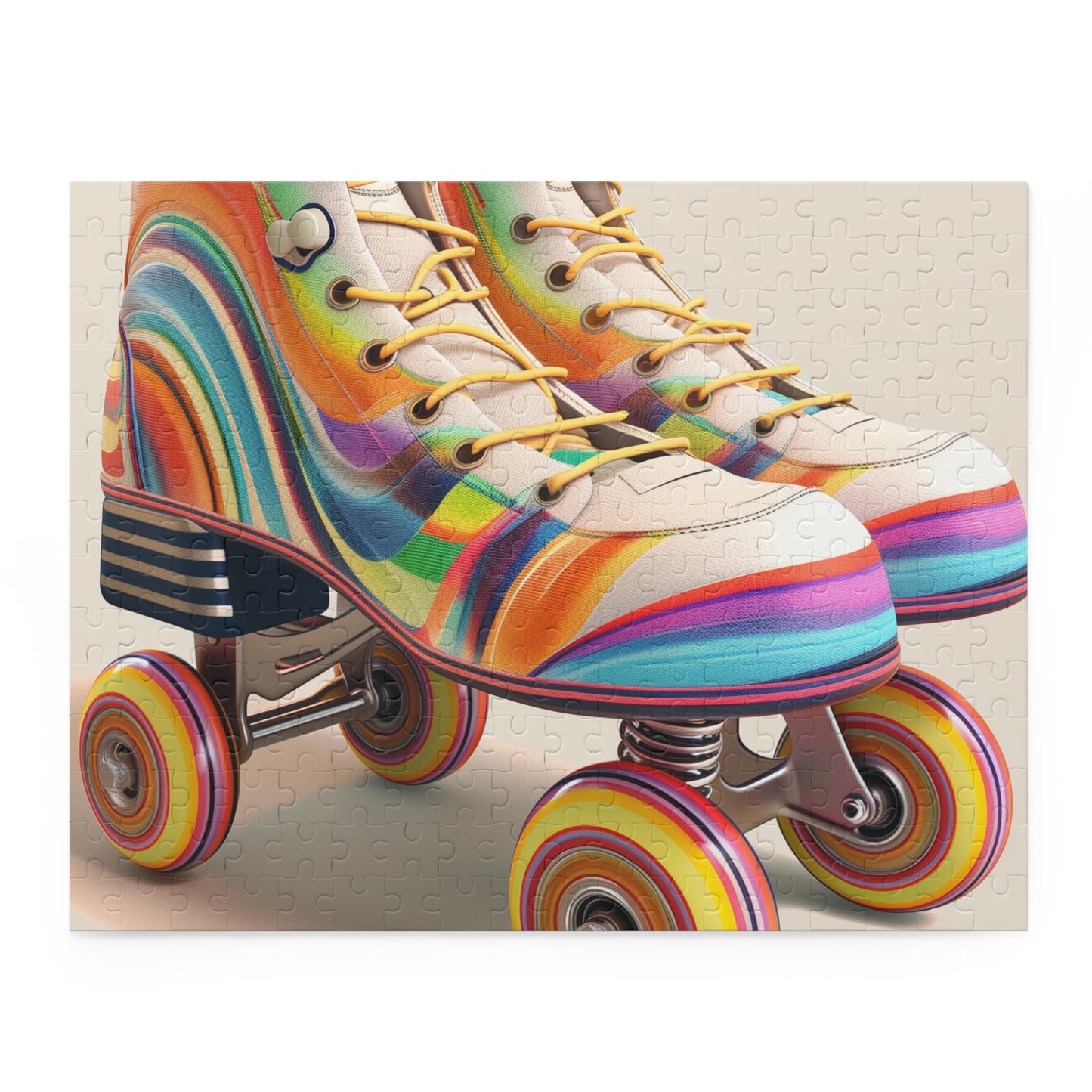 "Vibrant Striped Skate Jigsaw Puzzle for Roller Skating Memories"