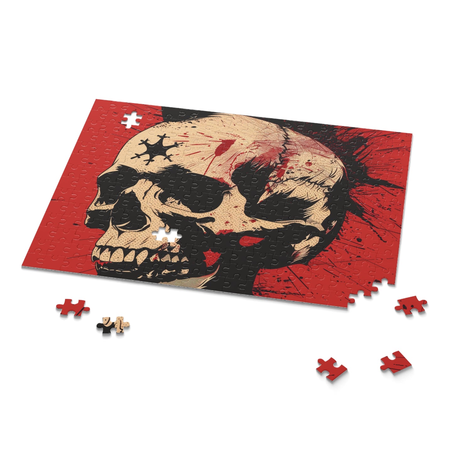 "Punk Rock Skull Jigsaw Puzzle - Test your skills with intricate details and vibrant colors"