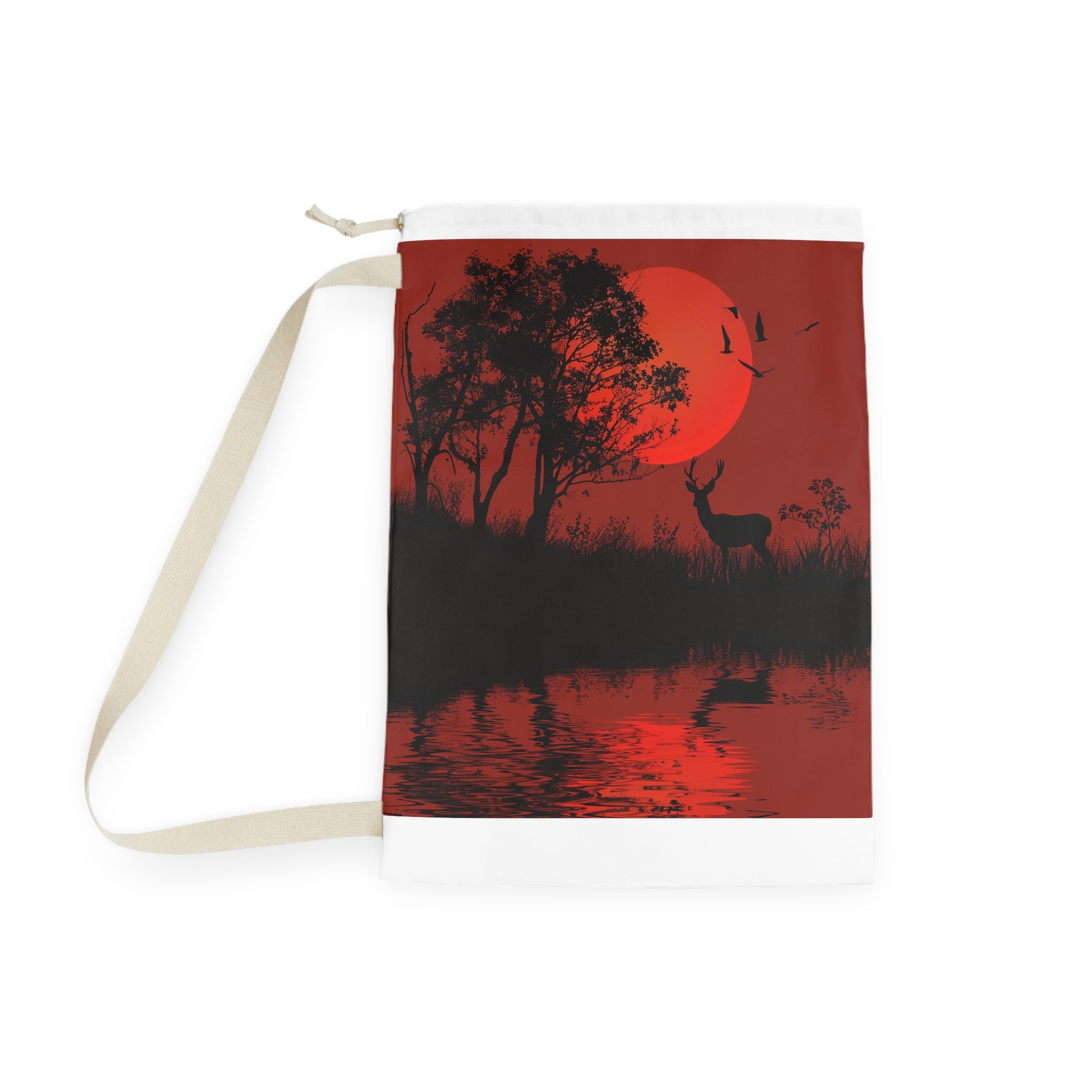 Wildlife deer silhouette laundry bag - nature-inspired charm for home decor