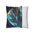 Cyber Scorpion Guarding Glass Pyramid — 40×40 Cushion Cover — Soft Brushed Fabric Texture Close-Up