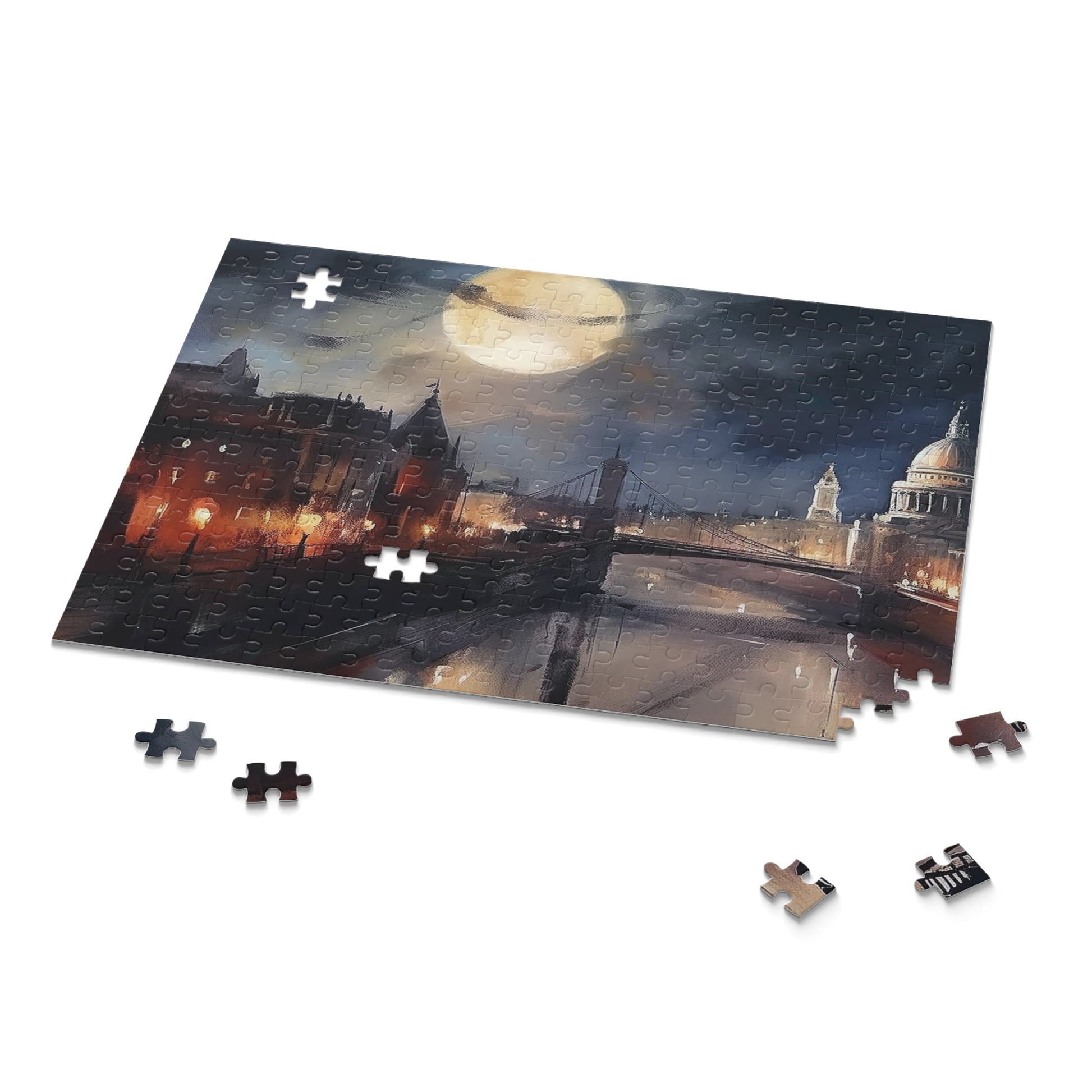 "London Night Puzzle Delight - Iconic landmarks and vibrant nightlife jigsaw puzzle"