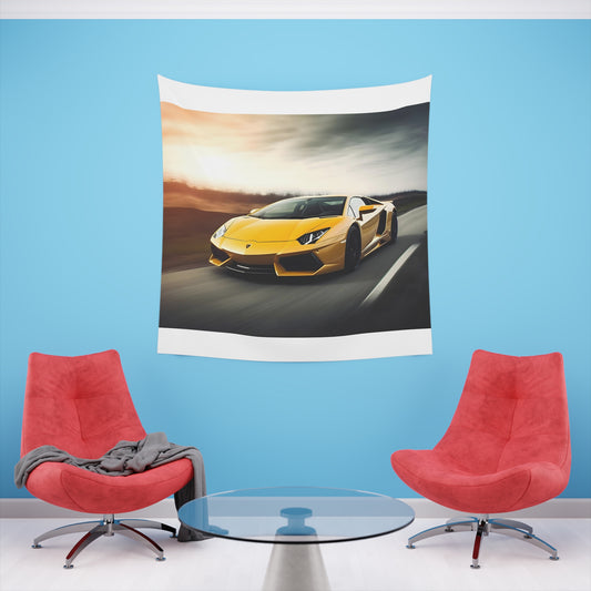 Lamborghini Unleashed: A Tapestry of Speed, | Wall Tapestry | All Over Print, AOP, Decor, Halloween, Home & Living, Home Decor, Indoor, Spring Essentials, Sublimation, Tapestry | Prints with Passion