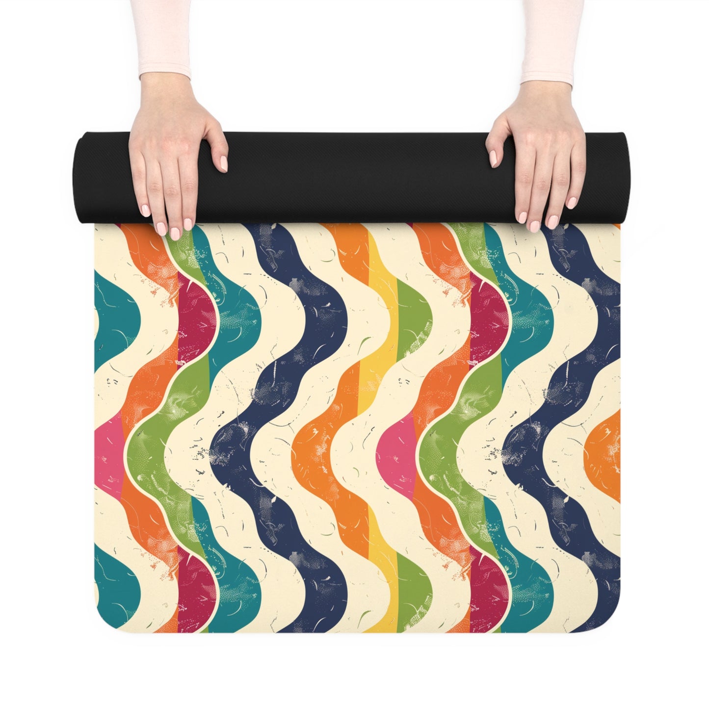 Retro Waves Yoga Mat: Vibrant, Seamless, Stylish