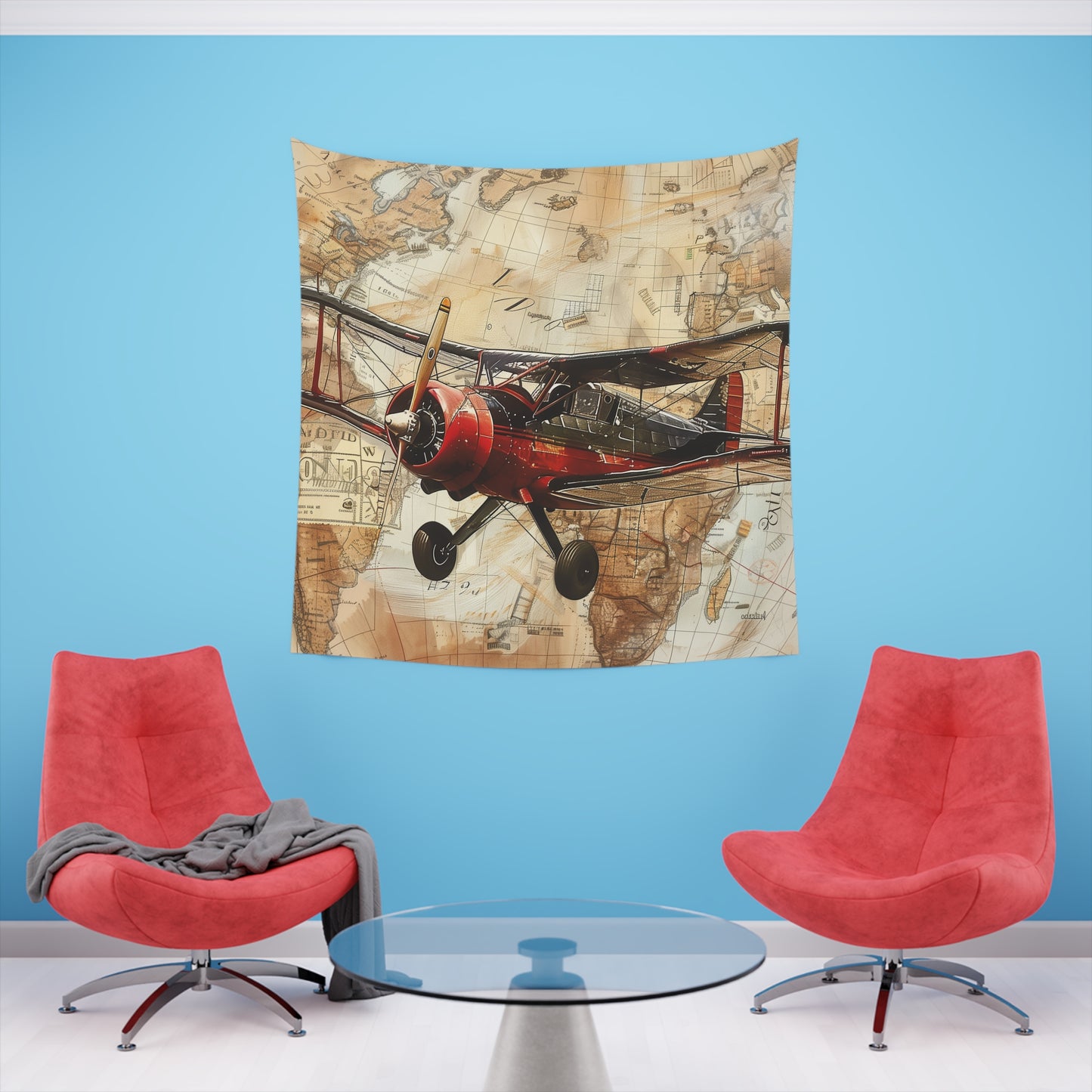 Wings of Wanderlust: A Vintage Tapestry | Wall Tapestry | All Over Print, AOP, Decor, Halloween, Home & Living, Home Decor, Indoor, Spring Essentials, Sublimation, Tapestry | Prints with Passion