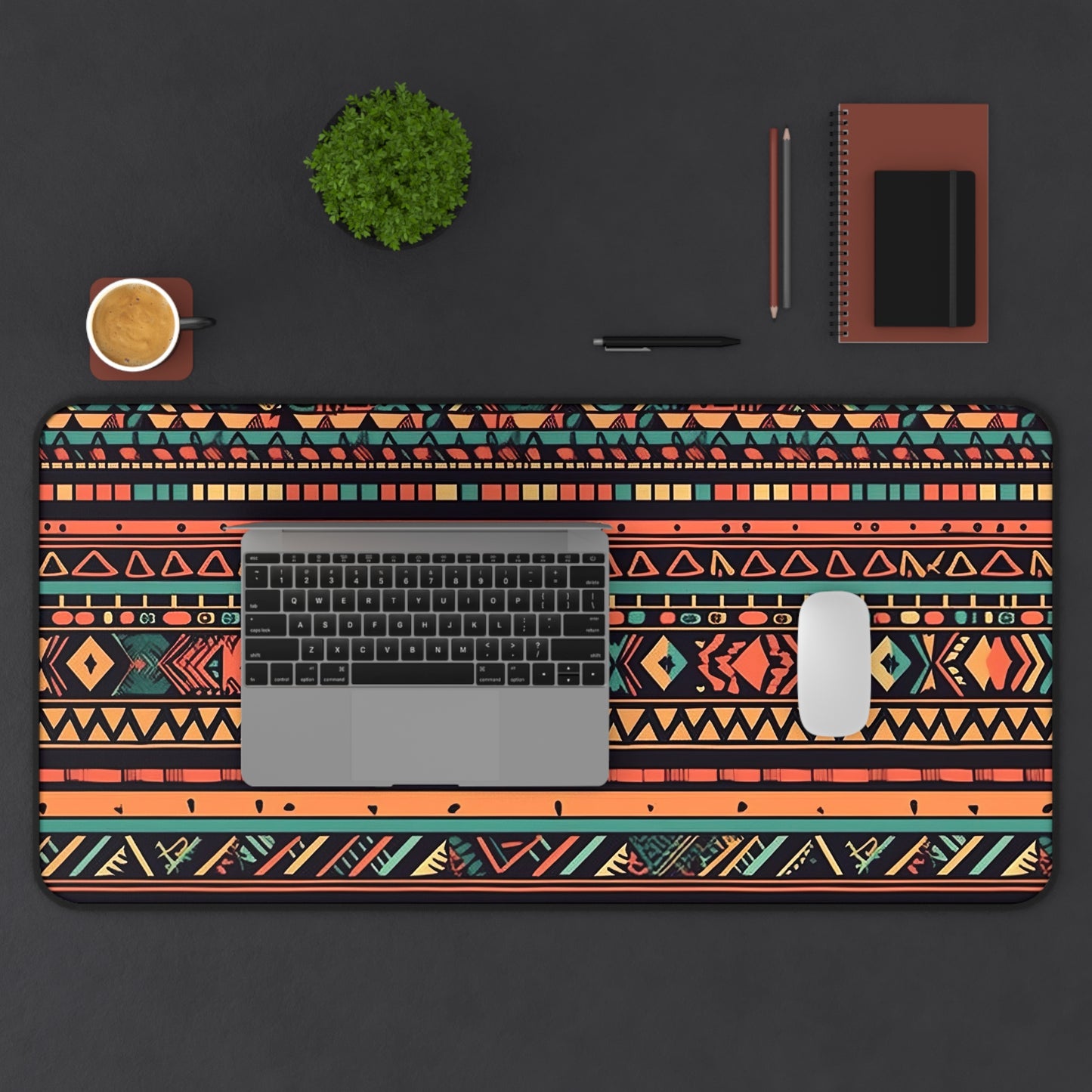 "Aztec Chic Desk Mat - Add ancient elegance to workspace with stylish pattern, protect desk decor"