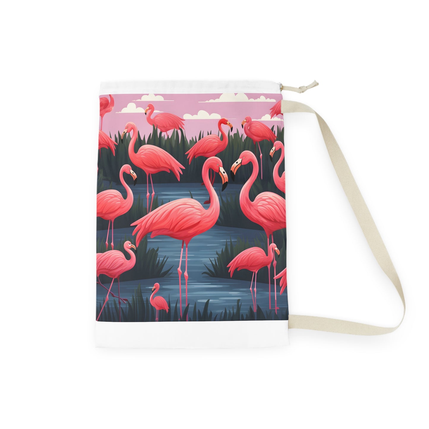 "Flamingo Fiesta Laundry Bag for Fun and Vibrant Laundry Routine - Pink Flamingo Pattern"