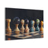 Chessboard with Cosmic Planets As Pieces Stretched Canvas Wall Art