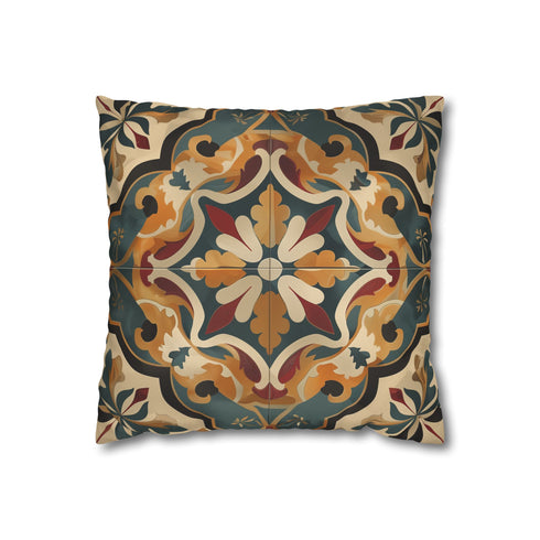 Artisan Tiles — Faux Suede Cushion Cover — Front 40×40 cm Square Cushion View