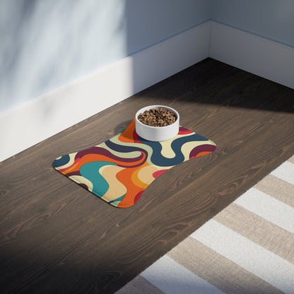 Retro Waves Pet Feeding Mat: Vibrant, Stylish & Functional